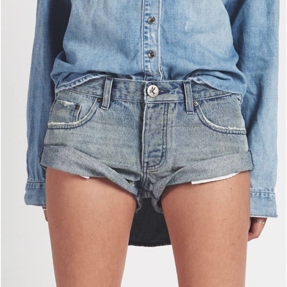 ONE TEASPOON Denim Shorts Blue Storm Bandits Size 26 NEW MSRP $118 - Picture 7 of 8